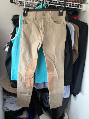 ROMPH Children's Tan Riding Jodphurs with Knee Patches size 10